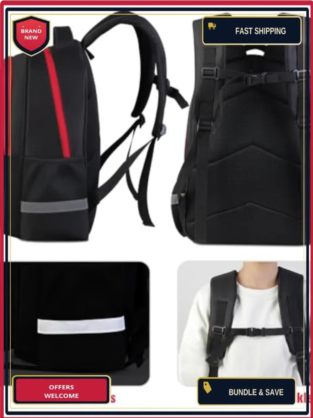 Boys Basketball Backpack Set with Lunch Bag, Water Resistant Oxford Polyester,